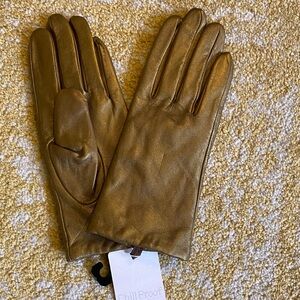 Bronze Gold Leather Gloves Size S/M New Target Lined Shimmer